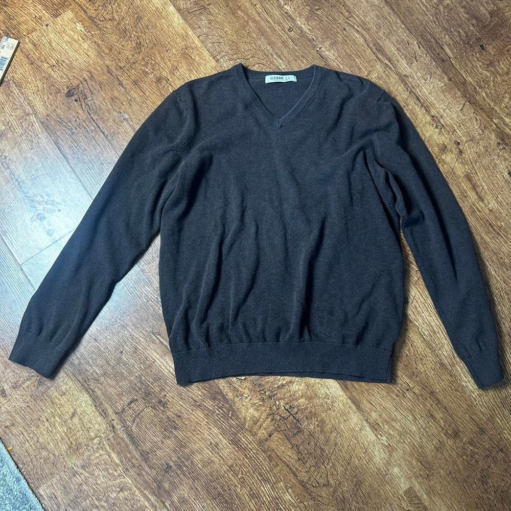 Old Navy Mens Dark Brown V Neck Sweater Knitwear Size L Quiet Luxury